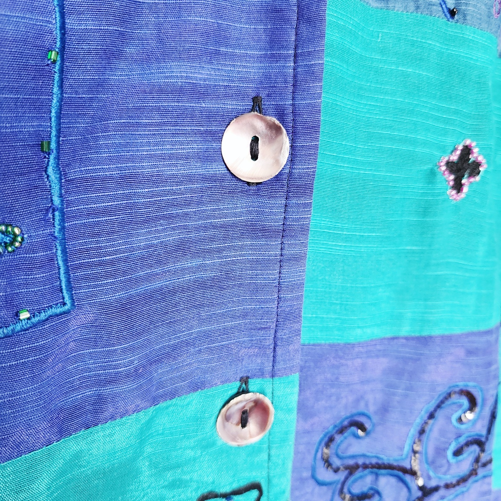 Vintage Indigo Moon Patchwork Jacket Large Blue T… - image 5