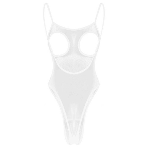 UK Womens See-through Sheer Mesh Thong Bodysuits Sexy Open Cup Leotard Nightwear - Picture 15 of 33