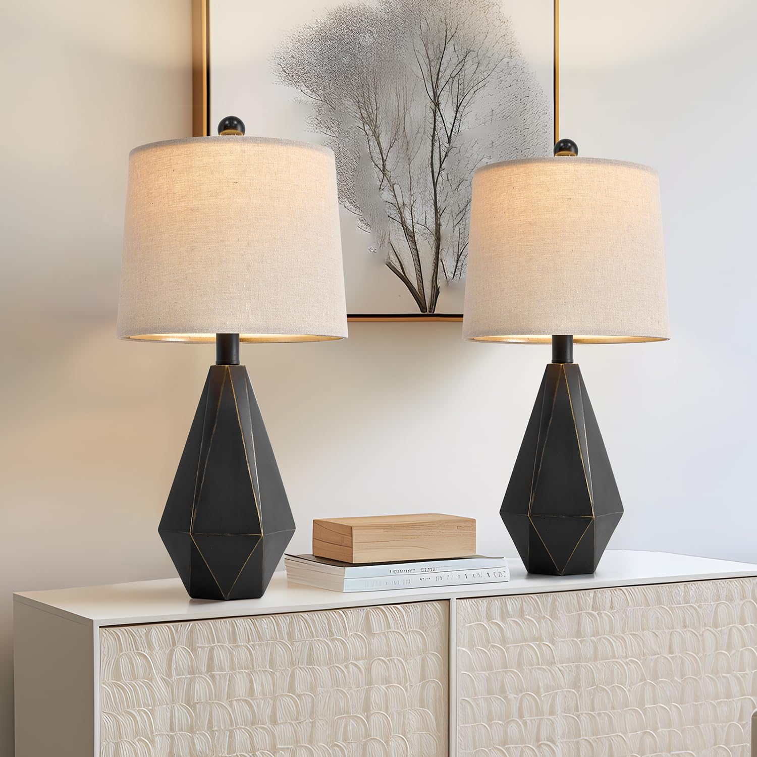 20.25'' Table Lamps Set of 2, Bedside Lamp for Nightstand, Small Farmhouse Lamps