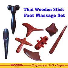 8x Thai Wooden Stick Foot Massage Tool Reflexology Thai Traditional Massager