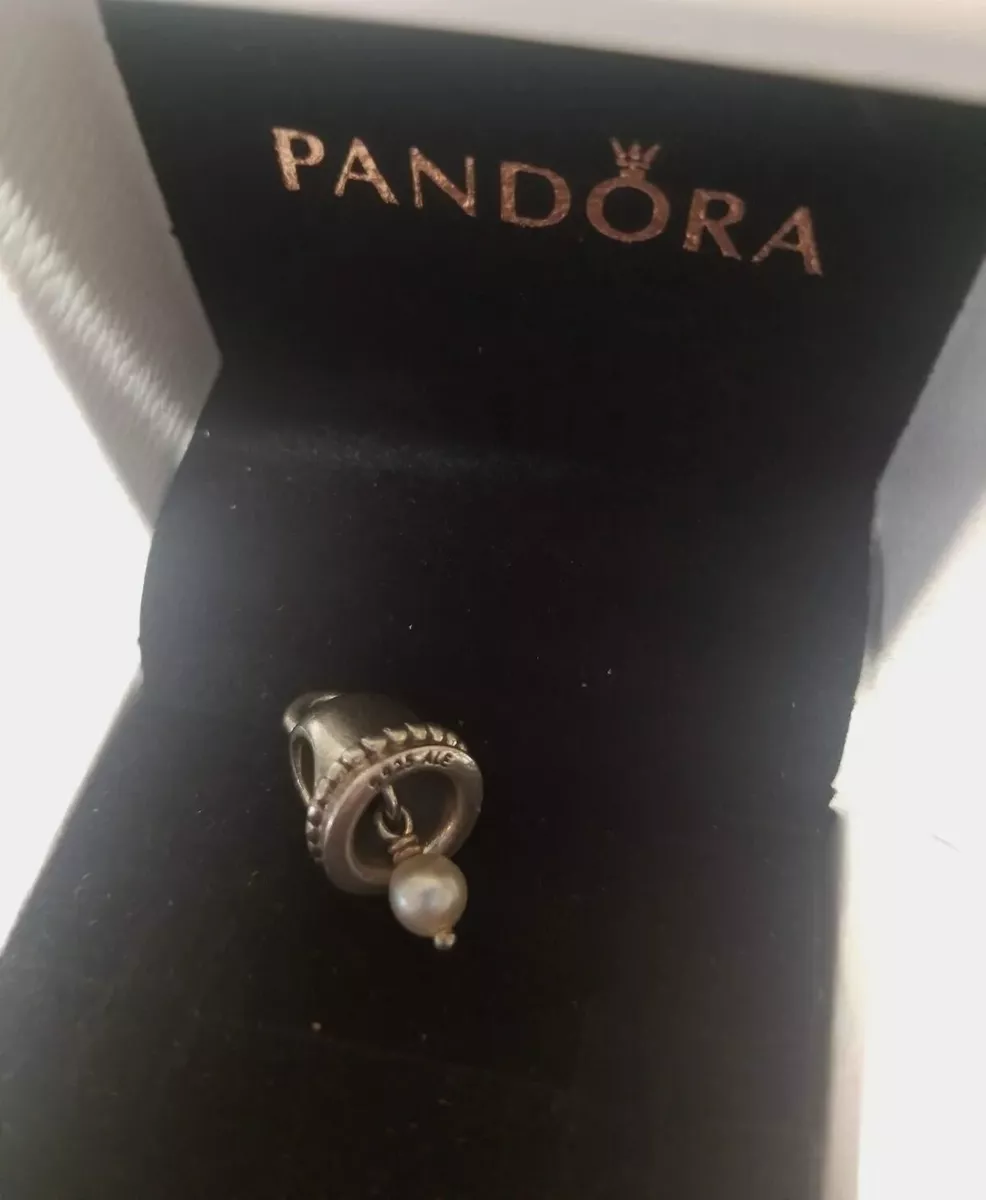 Authentic PANDORA Wedding Bell Charm Sterling Silver w Pearl Drop