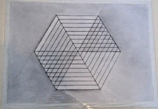 Franz Ehmke*1928 -2018 GDR Painter Geometry and Shapes "Wire Frame"