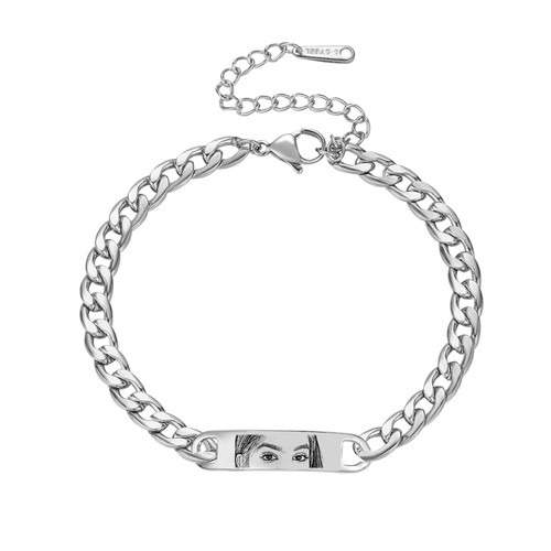 Personalized Photo Eyes Couple Bracelet Customized Picture Stainless Steel Gift - Picture 8 of 13