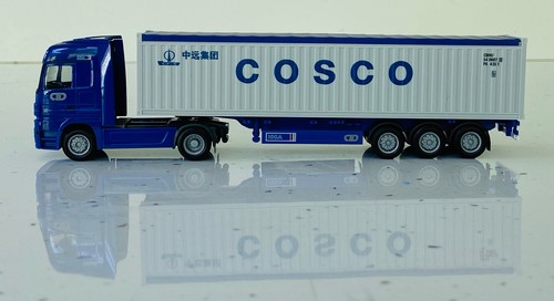 Herpa 154765 MERCEDES BENZ ACTROS V8 CTD CONTAINER TPT + COSCO OPEN TOP 40' BOX - Picture 6 of 21
