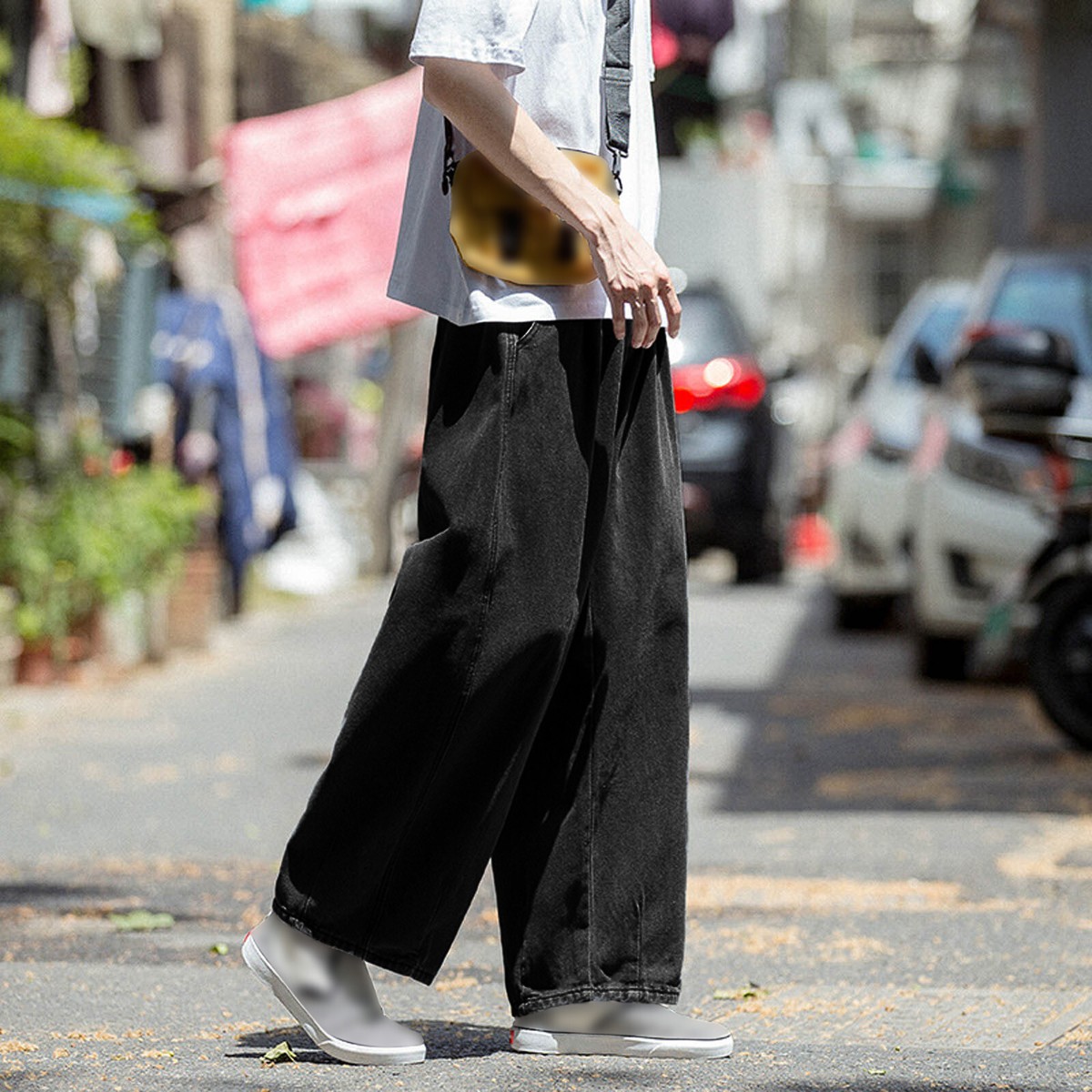 Men Casual Plus Size Loose Elastic Waist Jeans Street Wide Men Casual Plus Size Loose Elastic Waist Jeans Street Wide
