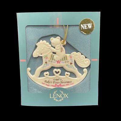 Vtg 1998 Lenox Babys First Christmas Ornament Rocking Horse