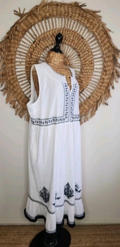 Virtuelle By Taking Shape Indigo Dreaming White Navy Embroidered Tassled BNWT 20 - Picture 7 of 12