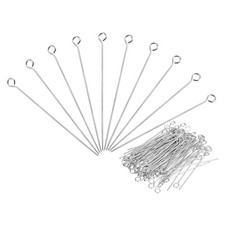 100Pcs 304 Stainless Steel Eye Pins Jewelry Findings Eye Pins 60mm Eye Pins