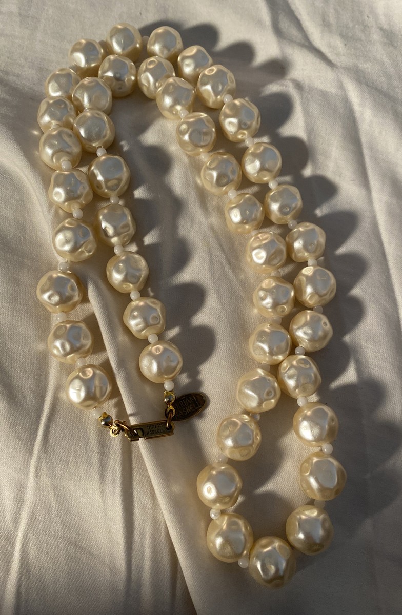 SIGNED MIRIAM HASKELL BAROQUE PEARL VINTAGE NECKLACE HAND MADE