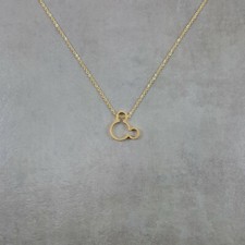 Mickey Mouse GOLD Dainty Necklace in Gift Box Disney Character Mouse Sillhouette
