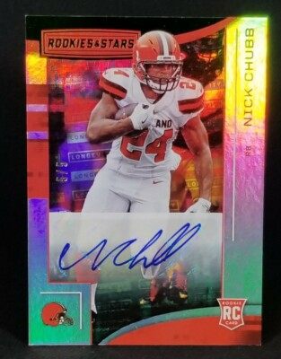  📈🔥2018 Rookies & Stars NICK CHUBB Auto GREEN 5/5 BROWNS Rookie RC SSSP🔥