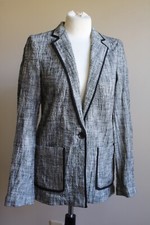 Cartonnier Anthropologie 8 Gray Tweed Cotton Blend One-Button Blazer Jacket