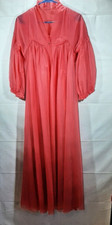 Vintage Vanity Fair Long Nightgown Robe Set small Hot Pink Nylon