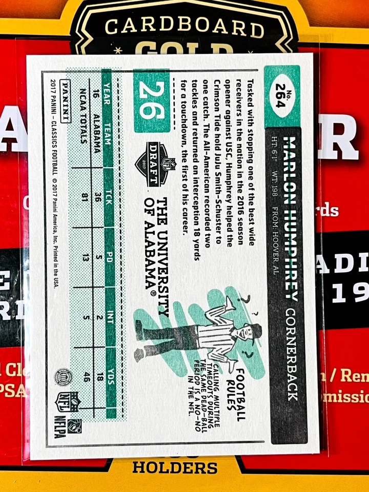 2017 Panini Classics - Rookies #264 Marlon Humphrey (RC) 50% OFF 3+ MIXED SINGLE - Image 2 of 2