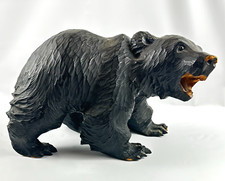 Wooden Black Bear Hand Carved 7.5" Tall x 12" Wide