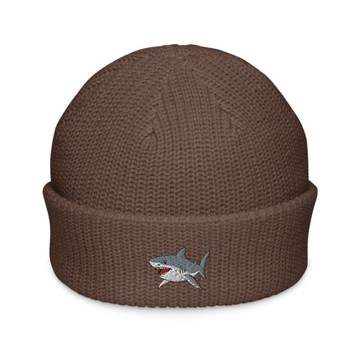 Great White Beanie | Embroidered Shark Fisherman Hat - Picture 8 of 13