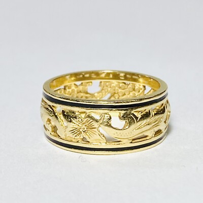Sultan Hawaii Na Hoku 14K Yellow Gold Hibiscus Scroll 8mm Size