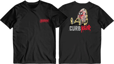 Slappy Trucks x Heroin Skateboards Curb Killer Black T-Shirt