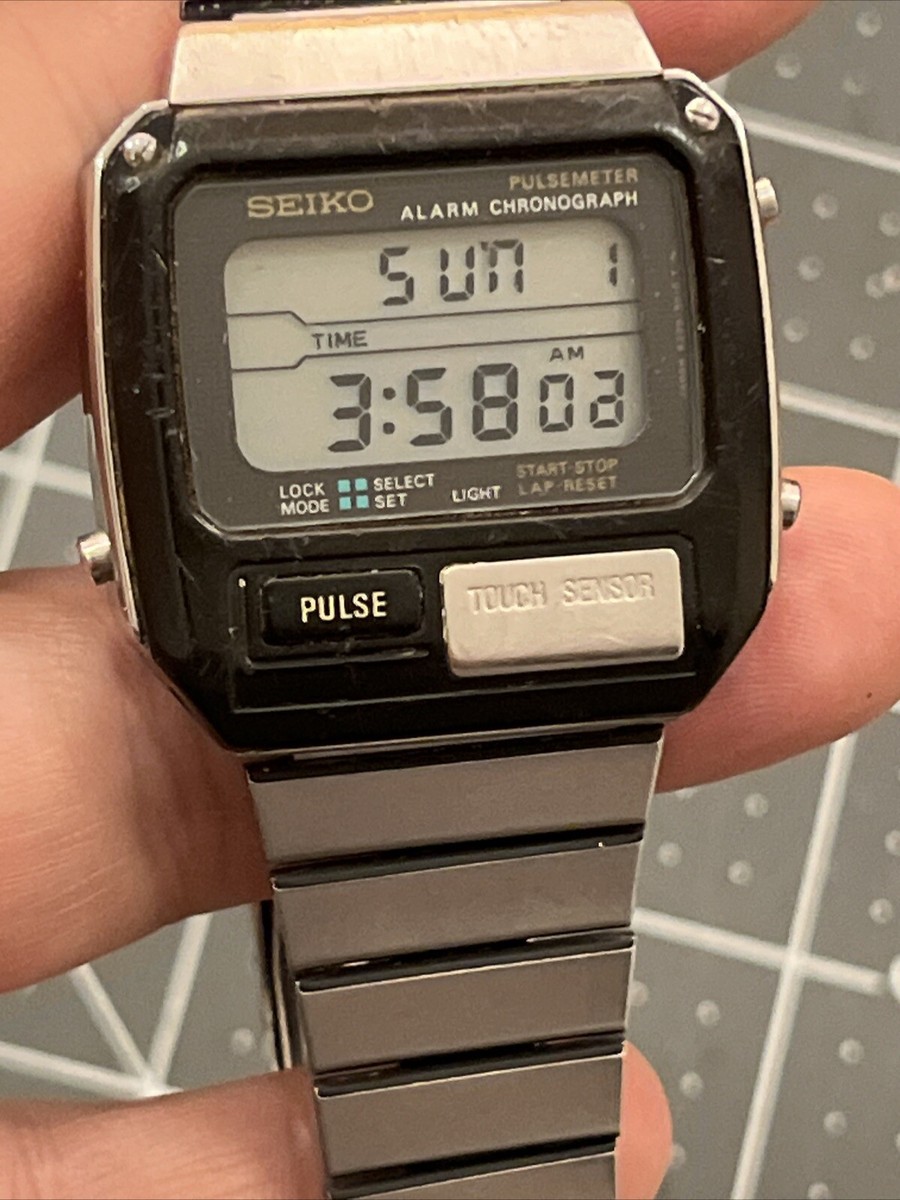 SEIKO PULSEMETER オリーブ SEIKO Pulsemeter S229-5001 Alarm Chronograph Watch USED NOT