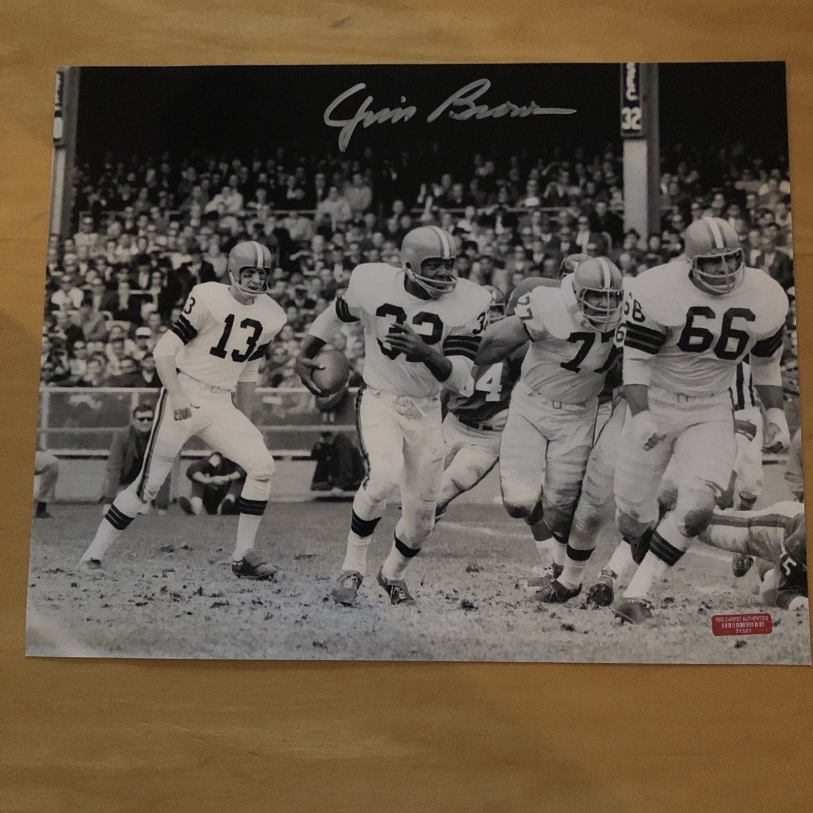 Jim Brown Autographed Signed Cleveland Browns 8x10 Photo with COA With Frank Ryan 