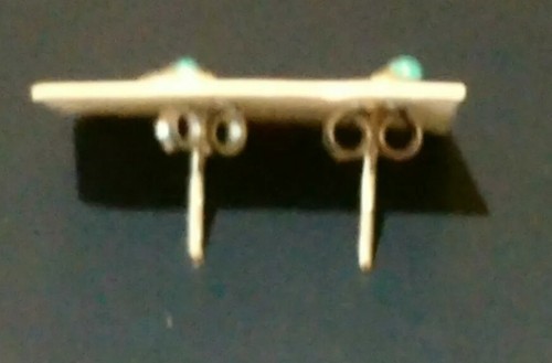 BOUCLES D'OREILLES EN ARGENT ET TURQUOISE - EN FORME DE SERPENT - NEUVE - Picture 2 of 2