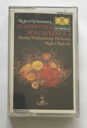Schumann Symphony No. 1 & 4 Berlin Philharmonic Rafael Kubrlik Cassette Tape - Afbeelding 1 van 4