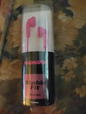 New Magnavox Stable Fit Earphones With Microphone Pink Free Shipping