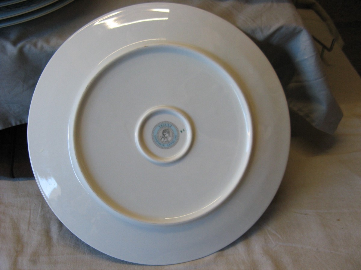 Très beau lot de 6 grandes assiettes plates Geneviève Lethu modèle Yseult 1997