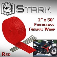 2 X 50ft Exhaust Header Fiberglass Heat Wrap Tape W 5 Steel Ties - Red H 2 X 50ft Exhaust Header Fiberglass Heat Wrap Tape W 5 Steel Ties - Red H