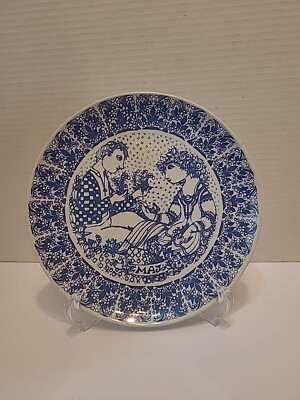 Bjorn Wiinblad Nymolle Danmark Blue Wallplate No 8605 Maj 8.5''