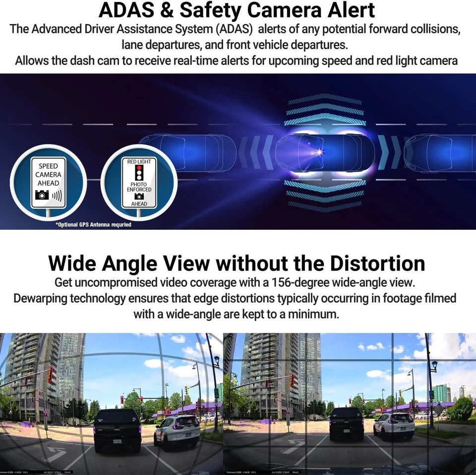 THINKWARE Q200 2CH Dash Cam Delantera Trasera 2K Cámara de Salpicadero de Coche, WiFi, GPS (32GB) Foto 4 de 4