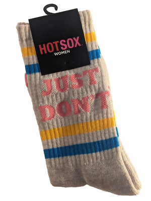 NEW~ Hot Sox ~Women's Single Pair Crew Socks ''Just Don't'' ~ Natural Manilla 9-11