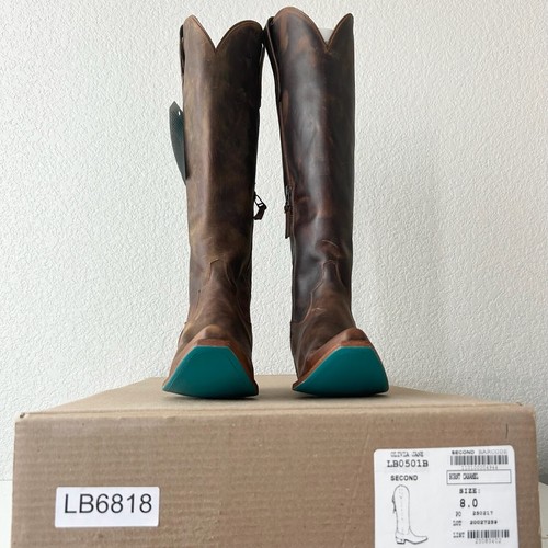 Lane OLIVIA JANE Knee High Womens Cowboy Boots 8 Brown Leather Western Cowgirl - 第 12/13 張圖片