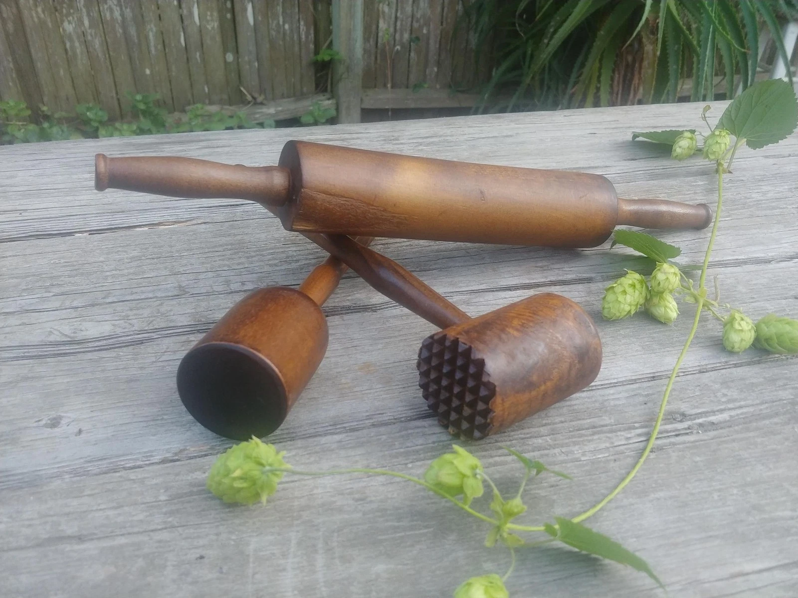 Vintage Hardwood Utensil Lot, Rustic Kitchen Collectables