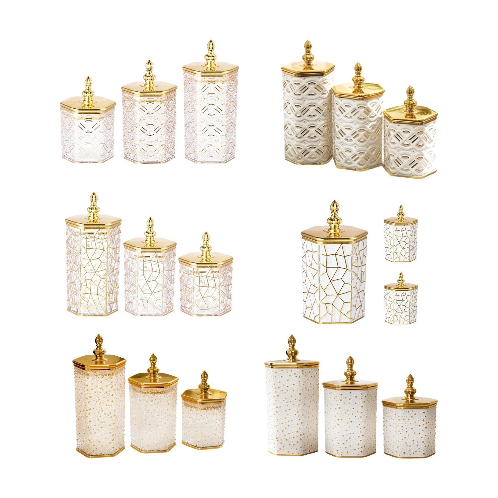 3Pcs Food Storage Jars with Lid Multifunctional Reusable Decorative Canisters