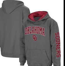 NWT Boys Youth Colosseum Oklahoma Sooners Hoodie Large 16/18 Grey Sweatshirt