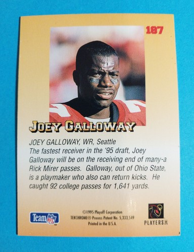 1995 Playoff Prime - Joey Galloway Draft #187 (RC) Seahawks - Picture 3 of 3
