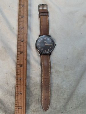 Timex Men T2N677 Originals Black Tone Tan Leather Indiglo Quartz Watch