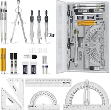 Nicpro 22 PCS Compass Geometry Tools with Case, Drafting Tools Geometry Set with