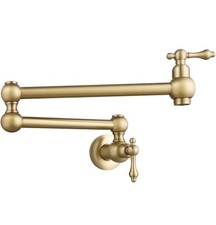 Brass Pot Filler Faucet Gold Dual Valve Wall Mount Vintage Pot Filler-Two Handle