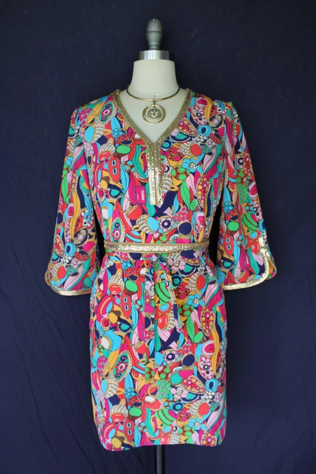 Lilly Pulitzer Shannon dress Bling My Chimes silk caftan kimono tunic dress 4 - Image 2 of 4