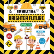 81 Pcs Cutouts Inspirational Construction Bulletin Board Set with Borders - G...