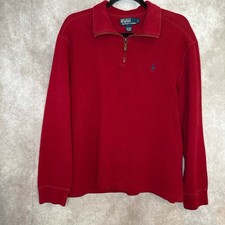 VTG 90s Polo Ralph Lauren Men's Long Sleeves Sweatshirt Quarter Zip Red Size L