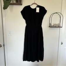 NEW Everlane Black The Gathered Midi Dress Size Medium