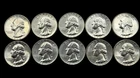 (10) 1960-Washington Silver Quarters-Uncirculated-BU-Great Uncirculated Examples
