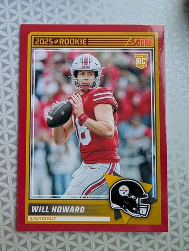 2025 SCORE Red Border from Mega Box Will Howard Pittsburgh Stteelers RC