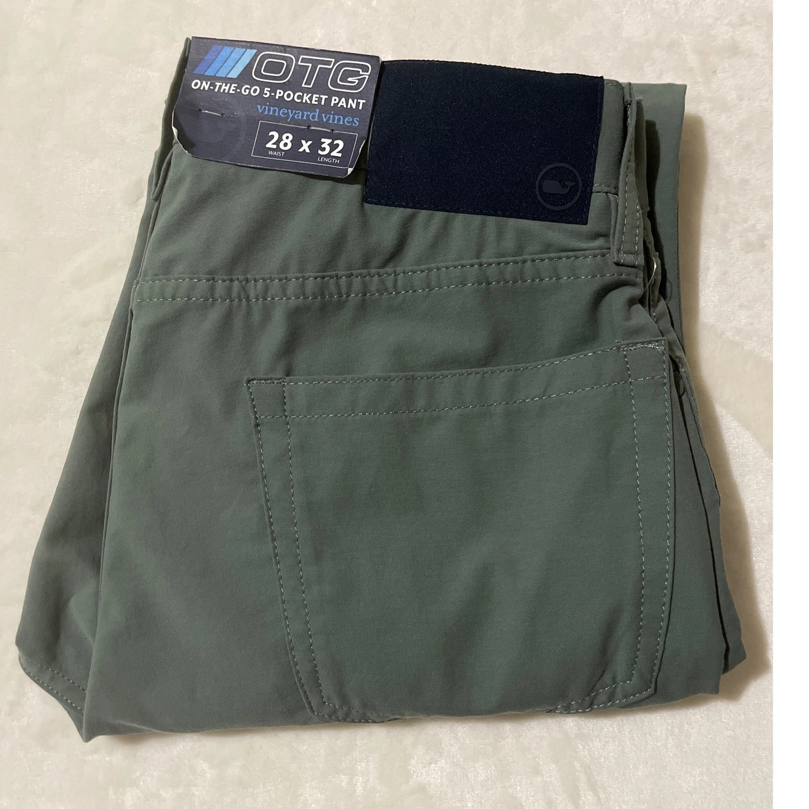 Vineyard Vines Mens Canvas OTG On The Go Surplus Green 5 Pocket Pants Size 28