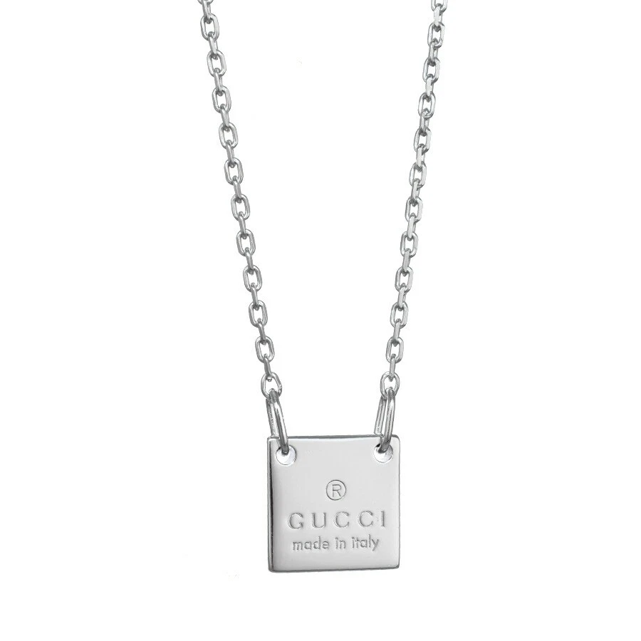 Collana con ciondolo marchio Gucci argento sterling 925 accessori gioielli