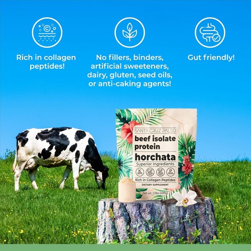 Proteína limpia aislada de carne de res Santa Cruz Paleo - Horchata 1,1 lb péptido de colágeno + - Imagen 5 de 16