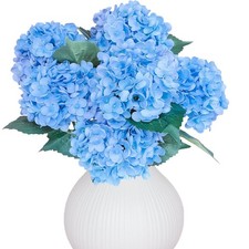 6PCS Premium Blue Silk Hydrangea Artificial Flowers Bouquets - Realistic Fake